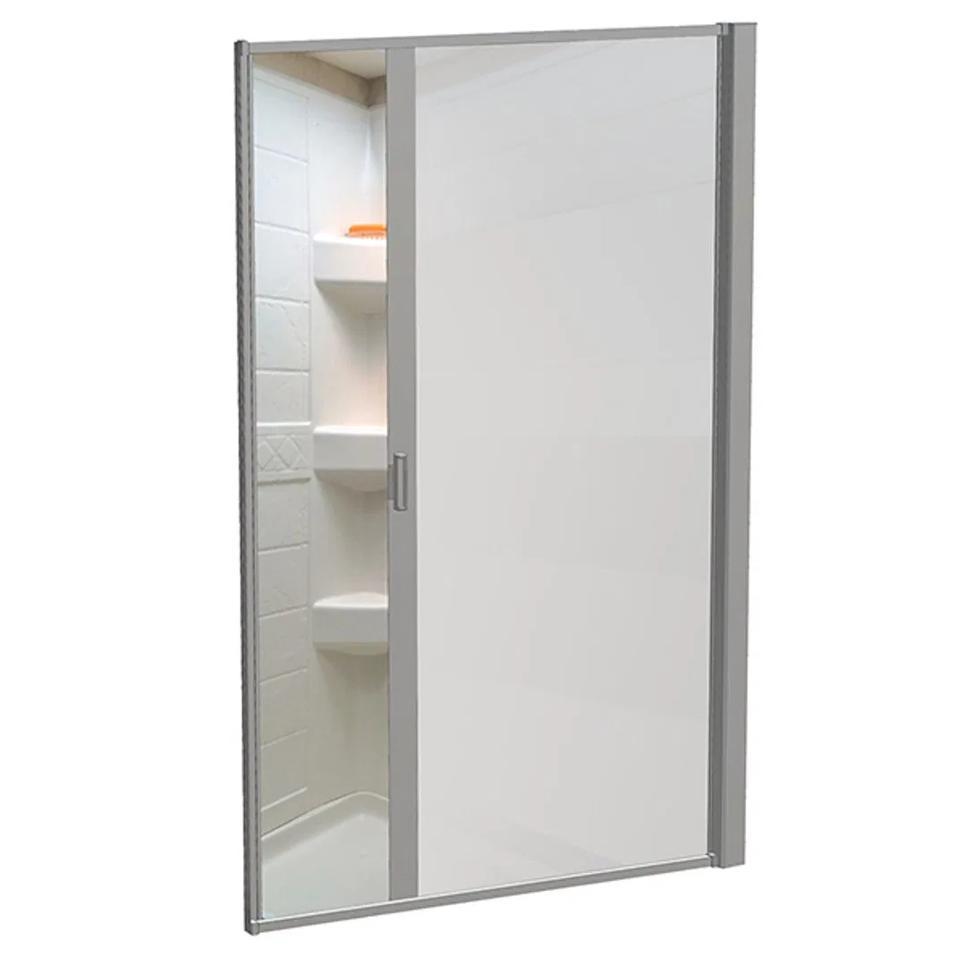 15349 – ICON Shower Door, Retractable 71 Inch Height x 48 Inch Width Plain White Polyester With One Aluminum Canister...